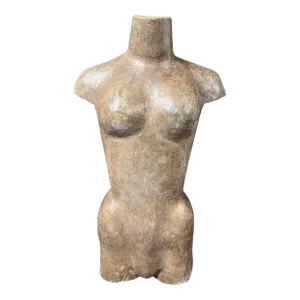 Late 19th Century Carved Large Solid Wood Paper Mache Mold Female Torso Sculpture