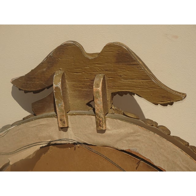 Antique Federal 13 Colonies Eagle Bullseye Convex Gold Wall Mantle Mirror #2 For Sale - Image 10 of 11