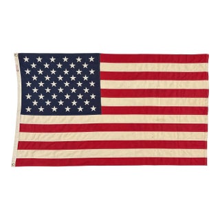 Vintage Cotton American Flag With Sewn Stars For Sale