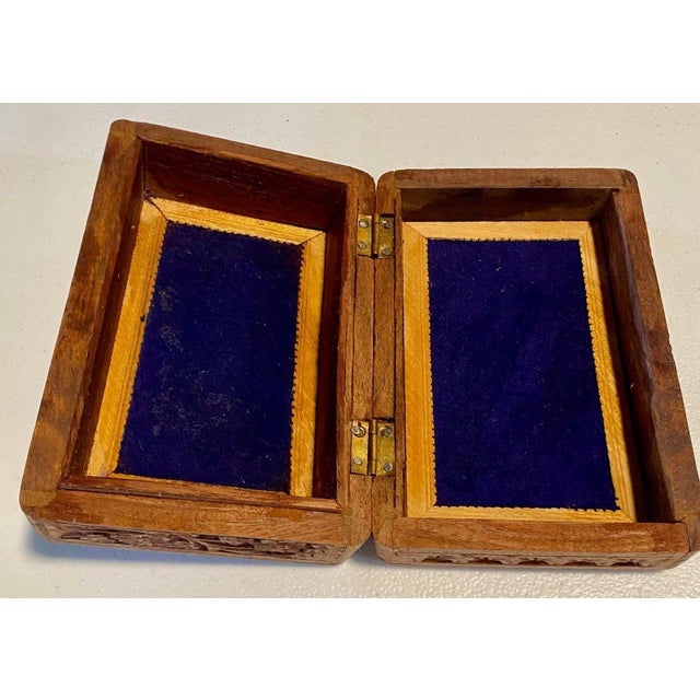 Mid-Century Modern VTG Hand-Carved Rosewood Sheesham Wood Trinket/Jewelry Box 6" X 4" X 2.5" India For Sale - Image 3 of 3