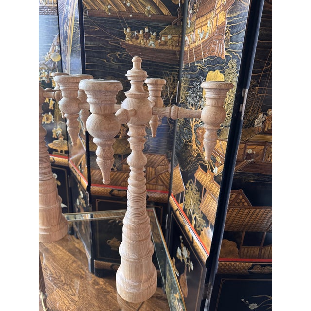 Pair of Dunes and Duchess 4-Arm Classic Candelabra in Limed Finish This was the first thing Dunes ever made the Duchess...