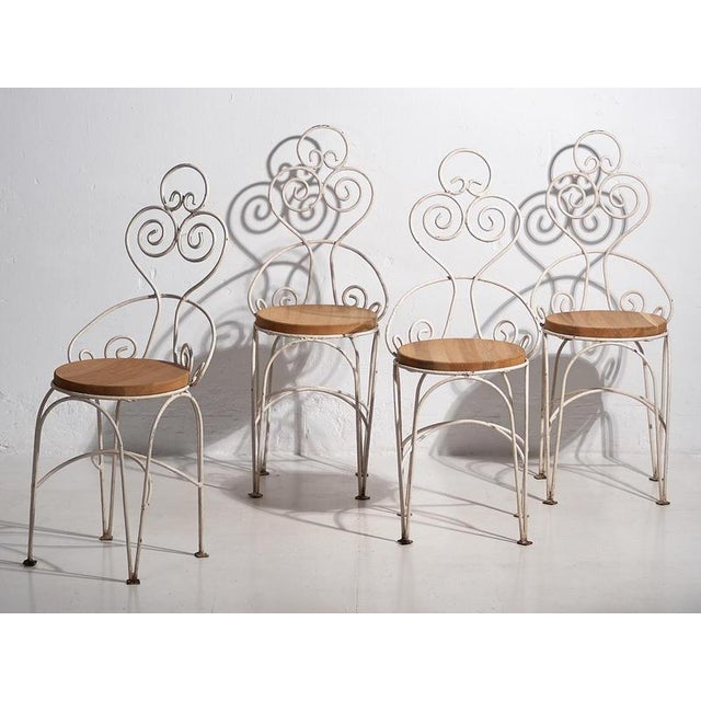 Antique White Garden Chairs, 1920s, Set of 4 For Sale - Image 3 of 18