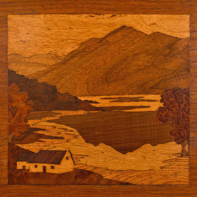1900s Edwardian Antique Marquetry Landscape Panel, English, Decorative