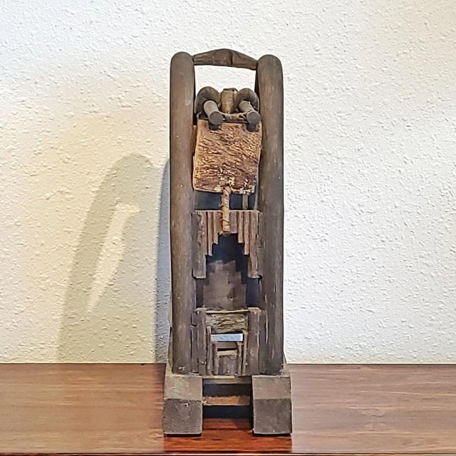 Brutalist Antique Karen Hill Tribe (Thailand) Elephant Bell and Stand For Sale - Image 3 of 13