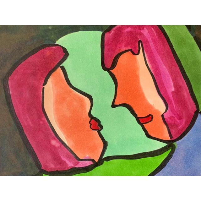 John Peters 1927-2019 "Two Women" 1980s Marker on art book cover 14"x11" unframed Unsigned, came from a portfolio of the...