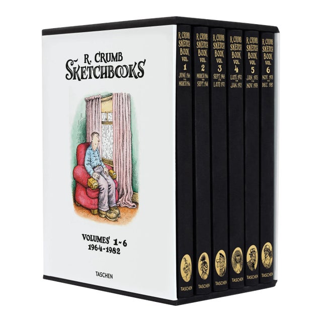 TASCHEN Books Robert Crumb "Sketchbooks 1964-1982" 6-Volume Boxed Set and Signed Print, Limited Art Edition, 7 Pieces For Sale