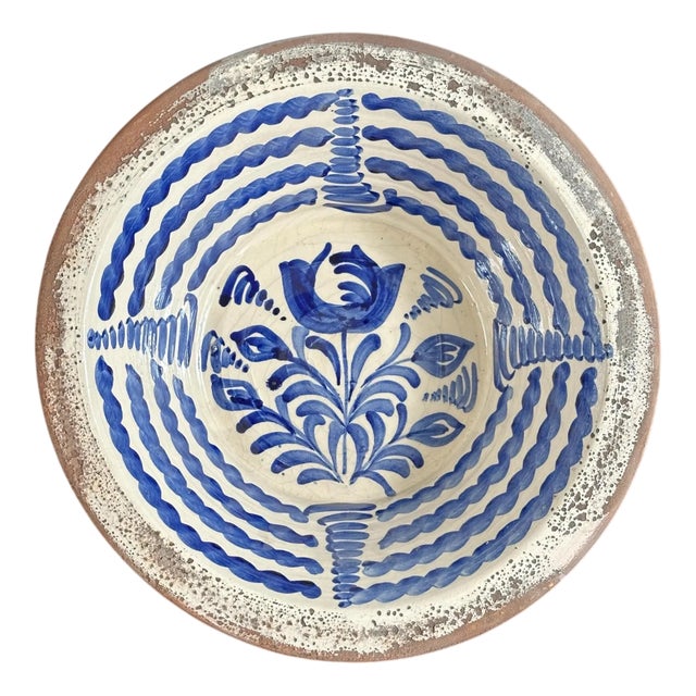 Large Spanish Fajalauza Ceramic Bowl from Lebrillo For Sale