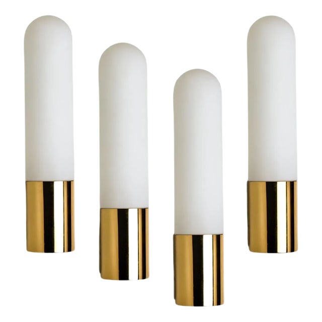 Opaque Glass and Brass Wall Light by Limburg, Germany, 1970s For Sale