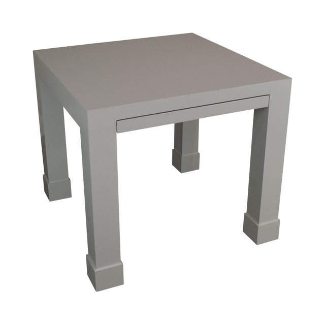 White Lacquer Mid Century Square Parsons Game Table Chairish