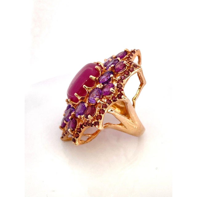 Bochic "Orient" Vintage Ruby, Rhodolite & Amethyst Ring Set In 18K Gold & Silver For Sale In New York - Image 6 of 18
