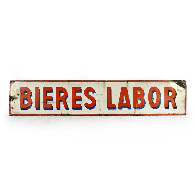 Vintage Enamel Sign Advertising Bières Labor For Sale - Image 4 of 4
