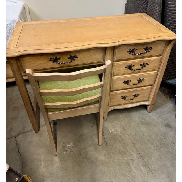 Wood Vintage French Provincial Writing Desk and Chair For Sale - Image 7 of 7