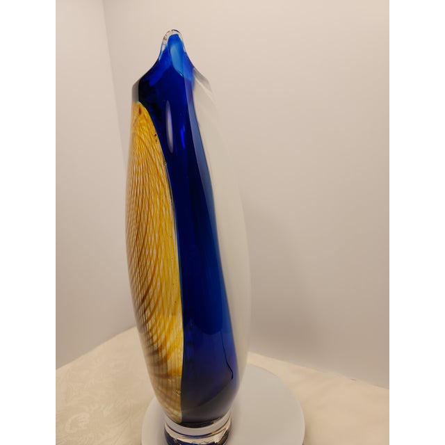 Large Signed Juston Daniels Studio Art Glass Cased "Zanfirico & Opaline" Vessel For Sale - Image 4 of 9