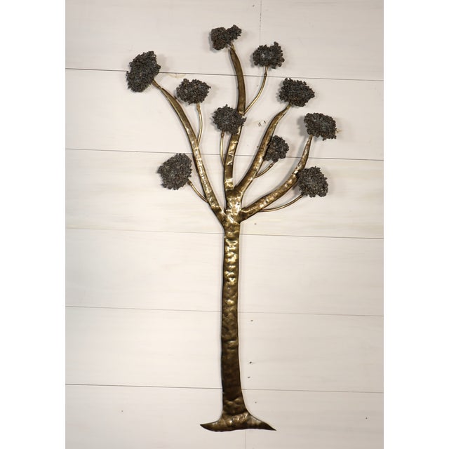 Vintage Brutalist Large Brass Set of 3 Tree Wall Hanging Sculpture Jacqui of California Gold Mid Century Modern Retro 50's 60's For Sale - Image 14 of 14