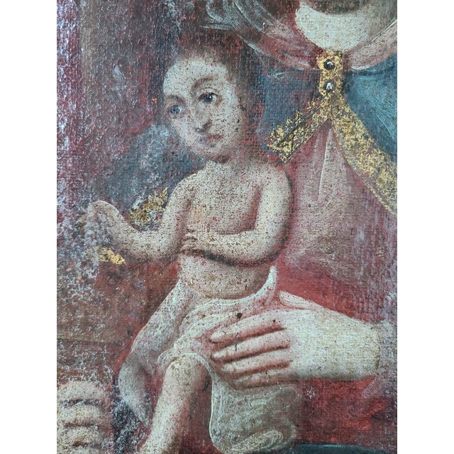 18th Century Antique 18th Century Religious Cuzco Oil Painting the Adoration of the Magi For Sale - Image 5 of 18