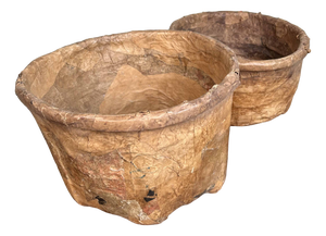 Antique Bamboo Baskets with Washi Paper, Japan, Set of 2