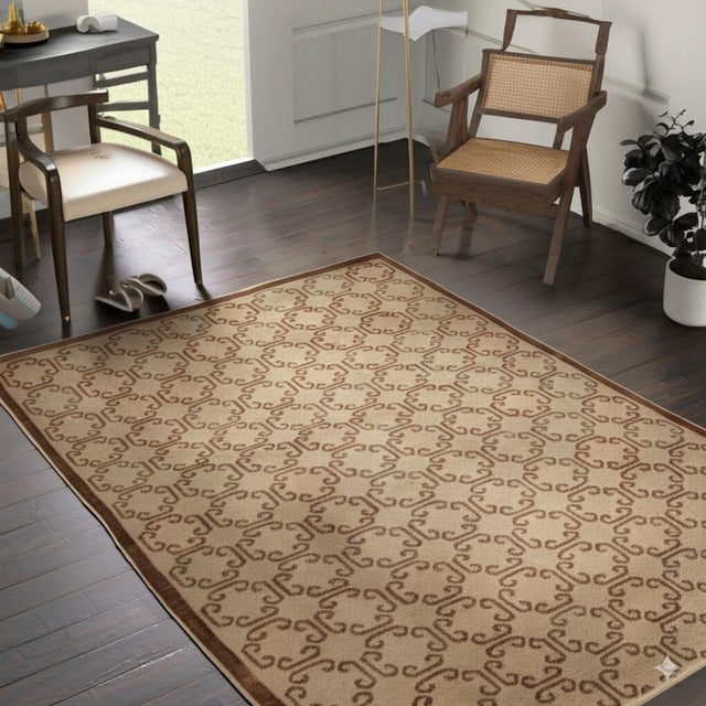 12x15 Louie Vibrant Brown Transitional Geometric Hand Knotted Wool Carpet Rug For Sale In New York - Image 6 of 6
