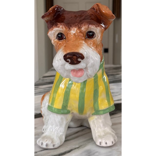 Vintage Ceramic Boston Terrier in Preppy Striped Sweater For Sale - Image 11 of 18