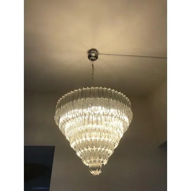Glass Early 21st Century Murano Glass Transparent Quadriedo Cut Glass Chandelier For Sale - Image 7 of 11