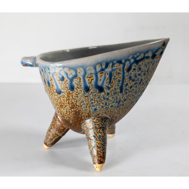 Mid-Century Modern Drip Glazed Art Pottery Pitcher or Ewer For Sale - Image 4 of 9