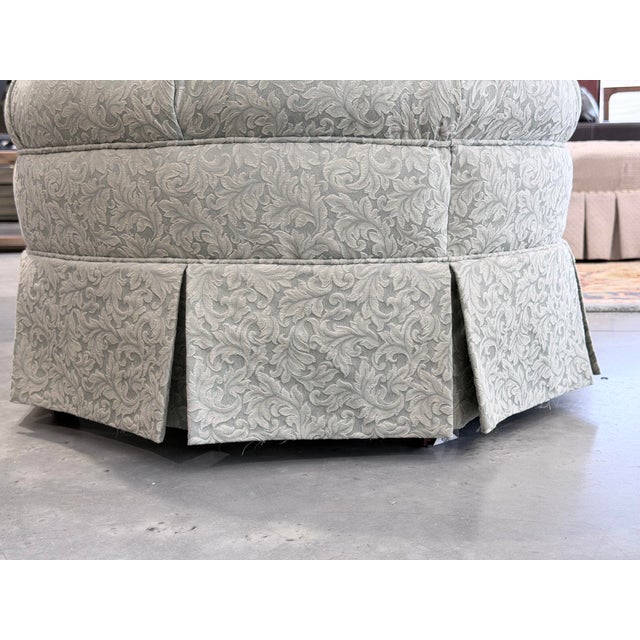 Beachley Tufted Barrel-Back Swivel Chairs With Matching Ottoman For Sale - Image 11 of 12