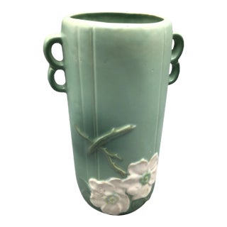 Weller Pottery Wild Rose Double Loop Handled Vase For Sale