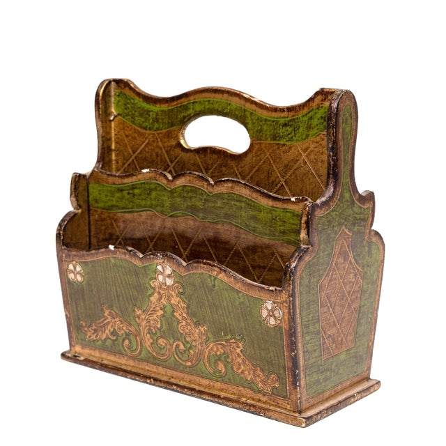 Florentine Newspaper Rack, Letter Holder & Paper Basket, Italy, 1960s, Set of 3 For Sale - Image 15 of 18