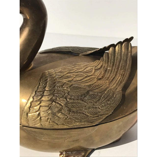 Metal Patinated Brass Garden Decor Duck or Swan Motif Planter For Sale - Image 7 of 8