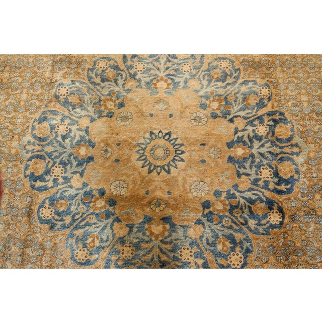 Early 20th Century Fine Persian Tabriz Brown, Blue Hand Knotted Wool Carpet For Sale - Image 5 of 10