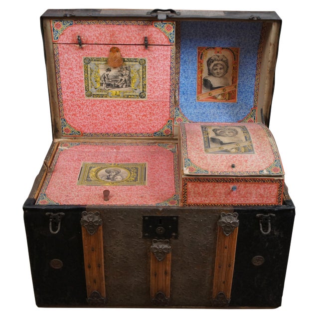 Late 19th Century Antique Embossed Metal Oak Banded Dome Top Steamer ...