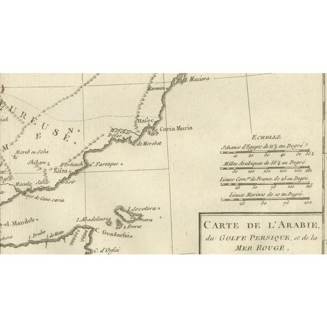 Antique Map of Arabia by Rigobert Bonne, 1780 For Sale - Image 11 of 12