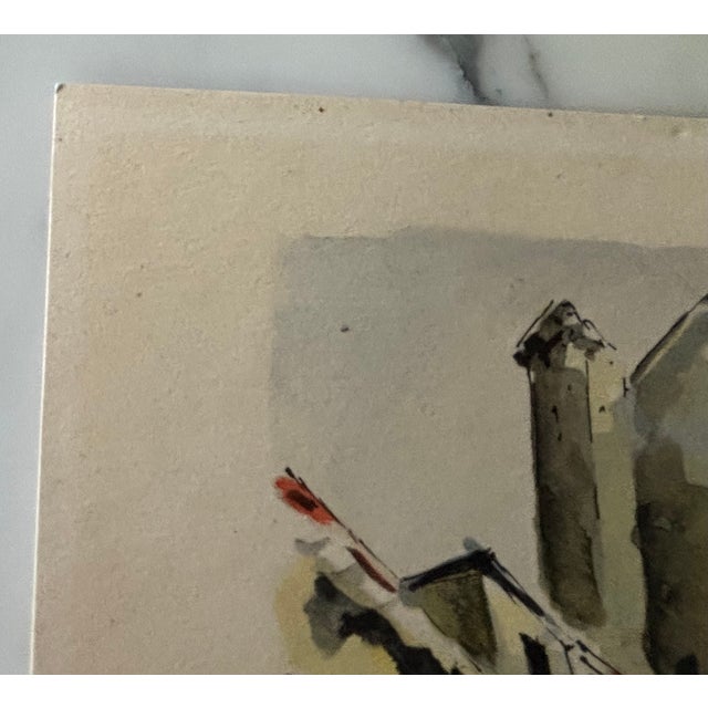 Mid-20th Century Parisian View of Paris Watercolor Print by Artist G. Lelong For Sale In Little Rock - Image 6 of 15