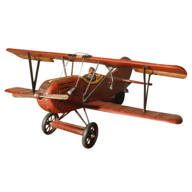 Hand-Painted Wooden Francesco Baracca SPAD S.XIII Model Plane, Italy, 1940s For Sale