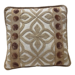 Custom Hand Made Osborne & LIttle Golden Mustard Yellow & Ivory Pillow ($550 Wholesale) For Sale