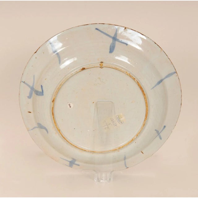 AK Dutch Delftware 17th Century Delft Plate Chinoiserie Wanli Style Blue and White Delftware Charger Earthenware Tariff Free Delivery For Sale - Image 4 of 12