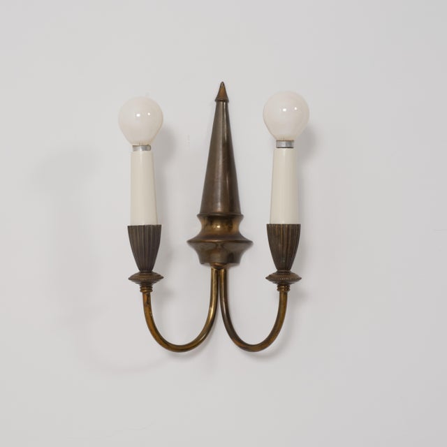 Mid-Century Modern Italian Brass Wall Sconces, 1950s, Set of 2 For Sale - Image 3 of 7