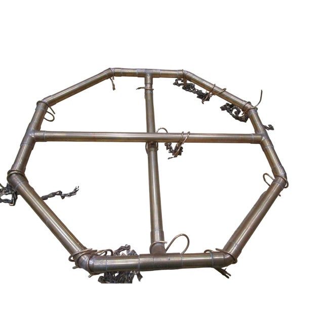 Vintage 1970s Handcrafted Copper Pipe Octagon Pot Rack With Chains & Hooks For Sale - Image 12 of 12