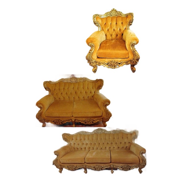 Vintage Custom Made Italian Sofa Set For Sale