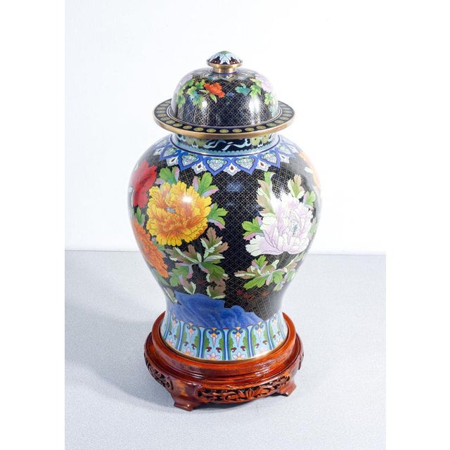 Large Cloisonné Enamel Vase with Lid, China For Sale - Image 18 of 18