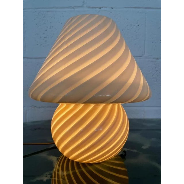 Murano Swirl Mushroom in Yellow Cream, 1970s, in Good conditions. Designed 1970 to 1979 This piece is attributed to the...