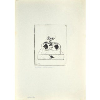 Danilo Bergamo, Roses, Original Etching on Cardboard, 1970s, Etching For Sale