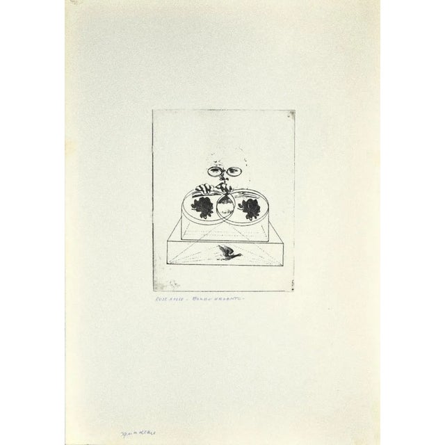 Danilo Bergamo, Roses, Original Etching on Cardboard, 1970s, Etching For Sale