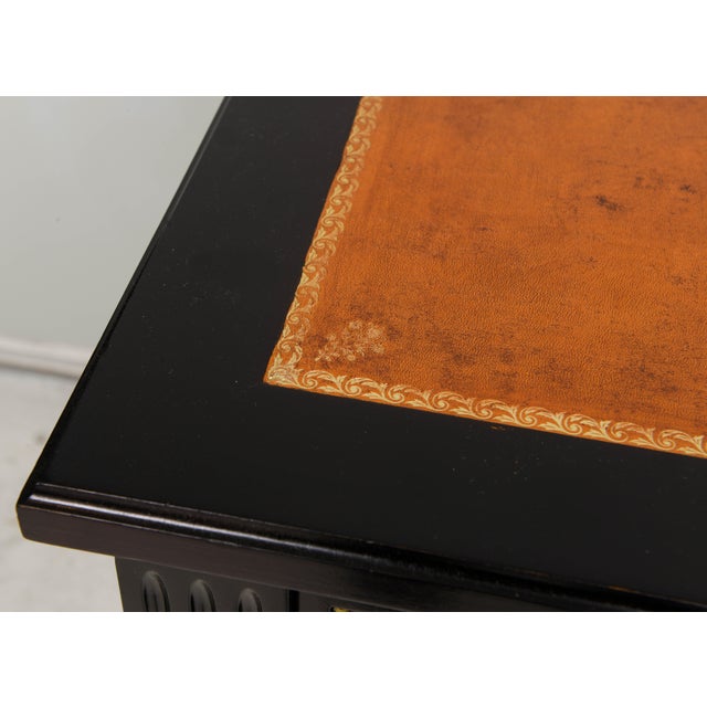 Wood Maison-Jansen Attributed Vintage French Leather Top Bureau Plat Desk For Sale - Image 7 of 13