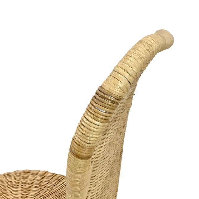 Vintage Woven Wicker & Rattan Side Chair With Cushion For Sale - Image 11 of 18