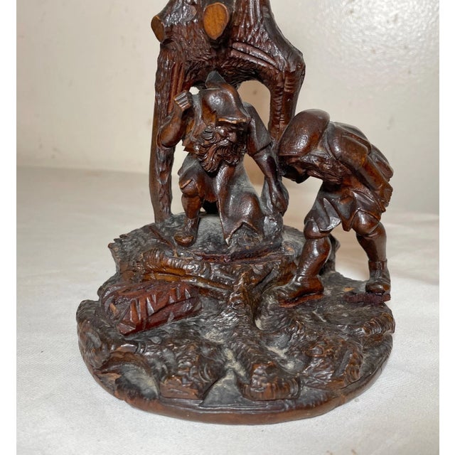 Antique German Black Forest Wood Gnome Sculpture Statue Candle Holder Figure For Sale - Image 4 of 15