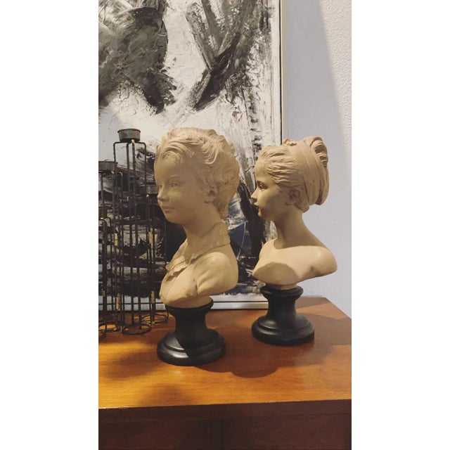 Large French Terra Cotta Bust Boy & Girl Bust Borghese - a Pair For Sale In Palm Springs - Image 6 of 13