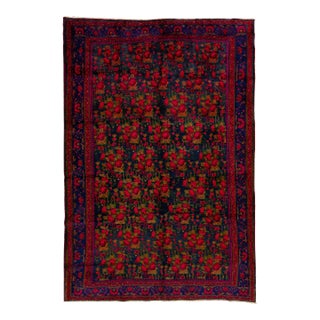 1960s Vintage Persian Bidjar Handmade All-Over Navy Blue Wool Rug For Sale