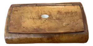 Small Handmade Antique Burlwood Hinged Lid Snuff Box With Mop Inlay
