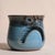 Early 21st Century Handmade in Pennsylvania MudWorks Pottery Blue Stoneware Candle Holder With Sad Face For Sale - Image 5 of 11
