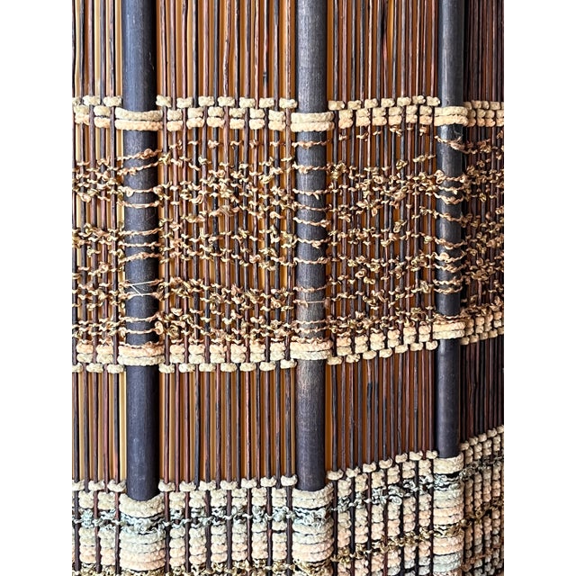 1960s Mid-Century Modern Textured Terracotta Lamp With Impeccable Maria Kipp Woven Shade For Sale - Image 10 of 11